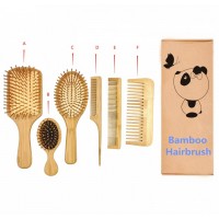 Natural Safety Biodegradable Bamboo Material Wide Round Bamboo Pins Square Bamboo Hairbrush