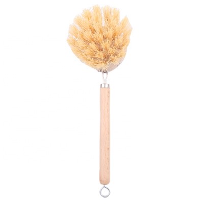 Natural Beech Wooden Dish Cleaning Brush Soap Dispensing Pan Brush With Handle Scrubber Set In Kitchen